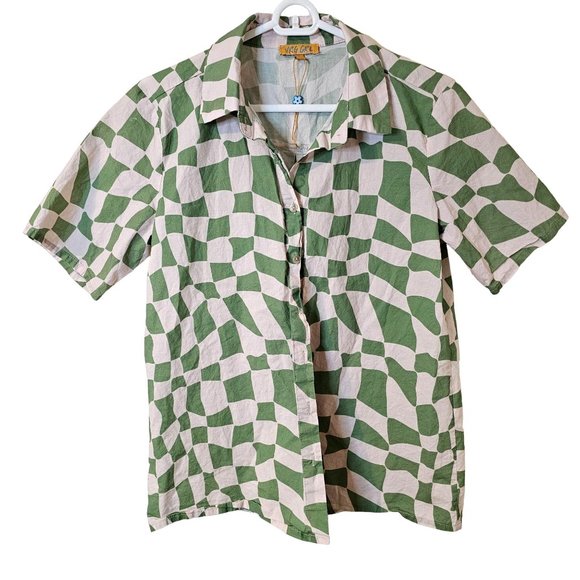 Size 8 VRG GRL Checkered Button Front Shirt - Picture 1 of 5